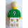 LEGO hvid og Grøn Team Player med Number 9 på bagsiden Minifigur