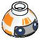 LEGO Hvit Kloss 1.5 x 1.5 x 0.7 Rund Dome Hatt med RJ-83 Oransje Droid Hode (37840 / 106151)