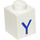 LEGO White Brick 1 x 1 with Blue &quot;Y&quot; (3005)