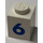 LEGO Blanco Ladrillo 1 x 1 con Bold Azul &quot;6&quot; (3005)