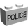 LEGO Wit Steen 1 x 2 met Zwart &quot;Politie&quot; Sans-Serif met buis aan de onderzijde (3004)