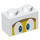 LEGO White Brick 1 x 2 with Boomerang Face with Blue Eyes with Bottom Tube (3004 / 94319)