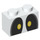 LEGO Weiß Backstein 1 x 2 mit Dry bones Augen mit Unterrohr (3004 / 69081)