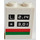 LEGO White Brick 1 x 2 x 2 with &#039;L. 2.14&#039; and &#039;* 3.01&#039;, Green and Red Stripe Sticker with Inside Axle Holder (3245)