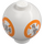 LEGO Hvit Kloss 2 x 2 Rund Sphere med BB-8 Mønster (23723 / 34463)