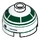 LEGO White Brick 2 x 2 Round with Dome Top with Dark Green Astromech R2-X2 (Hollow Stud, Axle Holder) (16707 / 30367)