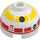 LEGO White Brick 2 x 2 Round with Dome Top with L3-G0 Astromech Droid Head (with Axle Holder) (3262 / 108972)