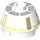 LEGO White Brick 2 x 2 Round with Sloped Sides with Yellow and Gray Astromech Pattern (74399 / 98100)