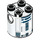 LEGO White Brick 2 x 2 x 2 Round with R2-D2 Astromech Droid Body with Bottom Axle Holder &#039;x&#039; Shape &#039;+&#039; Orientation (15797 / 30361)