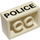 LEGO White Brick 2 x 3 with Black &quot;POLICE&quot; Sans-Serif (Earlier, without Cross Supports) (3002)