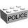 LEGO White Brick 2 x 3 with Black &quot;POLICE&quot; Sans-Serif (Earlier, without Cross Supports) (3002)