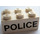 LEGO White Brick 2 x 3 with Black &quot;POLICE&quot; Sans-Serif (Earlier, without Cross Supports) (3002)
