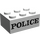 LEGO White Brick 2 x 3 with Embossed Black &#039;POLICE&#039; Serif Bold Pattern (Earlier, without Cross Supports) (3002)