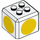 LEGO White Brick 3 x 3 x 2 Cube with 2 x 2 Studs on Top with Yellow Circles (66855 / 94866)
