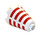 LEGO White Cone 2 x 2 x 2 with Horizontal Red Stripes Pattern (Open Stud) (3942)
