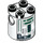 LEGO White Cylinder 2 x 2 x 2 Robot Body with Green, Gray, and Black Astromech Droid Pattern (Undetermined) (88789)