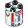 LEGO blanc Cylindre 2 x 2 x 2 Robot Corps avec rouge Lines et Bleu (R5-D8) (Indéterminé) (74376)