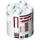 LEGO White Cylinder 2 x 2 x 2 Robot Body with Red Lines and Red (R4-P17) (Undetermined) (13317)