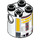 LEGO White Cylinder 2 x 2 x 2 Robot Body with Yellow Lines and Dark Red (R5-F7) (Undetermined) (76329)