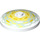 LEGO Blanco Dish 4 x 4 con Amarillo y Verde paint strokes (Espiga sólida) (1904 / 3960)