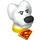 LEGO hvid Hund Hoved med Gul Krave og Rød Superman logo (36800)