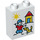LEGO White Duplo Brick 1 x 2 x 2 with Childrens drawing of house, dog and person with Bottom Tube (15847 / 29718)