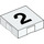 LEGO blanc Duplo Tuile 2 x 2 avec Côté Indents avec Number 2 (14442 / 48501)
