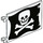 LEGO hvid Flag 6 x 4 med 2 Stik med Kranium og crossbones på Sort background (2525 / 69437)