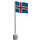 LEGO White Flag on Flagpole with Iceland without Bottom Lip (776)