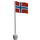 LEGO White Flag on Flagpole with Norway with Bottom Lip (777)