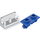 LEGO hvid Hinge Brick 1 x 2 with Blue Top Plate