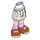 LEGO White Hip with Basic Curved Skirt with Flowers with Lavender Socks and Dark Orange Shoes with Thin Hinge