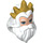 LEGO White Minidoll Head Cover with Long Hair and Beard with Gold Crown (91308)