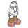 LEGO White Minidoll Hip with Cropped Trousers with Purple Flower (Thick Hinge) (18353 / 92819)