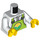 LEGO Hvit Minifigur Overkropp Skjorte med Lime Bib Kjeledress med City Farm logo (973 / 76382)