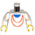 LEGO White Minifig Torso with Red Necklace with White Arms and Yellow Hands (973)