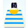 LEGO White Minifig Torso without Arms with Horizontal Thick Blue Stripes and Thin Light Aqua Stripes (973)