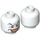 LEGO White Minifigure Head with Crow&#039;s Feet, Raised Eyebrows and Red Lip Big Grin (Safety Stud) (3626 / 56511)