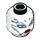 LEGO White Minifigure Head with Purple Patterns on Face (Recessed Solid Stud) (3626 / 63563)