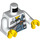 LEGO Weiß Minifigure Torso Prisoner Grey und Weiß Streifen mit Bib Overalls Buttoned auf Eins Seite (76382 / 88585)