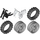 LEGO White Motorcycle Fairing with Medium Stone Grey wheels