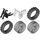 LEGO Weiß Motorrad Fairing mit Medium Stone Grey Räder