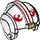 LEGO White Rebel Pilot Helmet with Red Rebel Logo, Red Stripe, Black Stripes on Yellow Background (50064 / 83786)