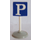 LEGO White Road Sign (old) square with P on blue background with base Type 1