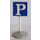 LEGO White Road Sign (old) square with P on blue background with Base Type 1