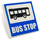 LEGO White Roadsign Clip-on 2 x 2 Square with Blue Bus Stop Decoration with Open &#039;O&#039; Clip (15210 / 27098)