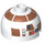 LEGO White Round Brick 2 x 2 Dome Top (Undetermined Stud - To be deleted) with &#039;R7-D4&#039; (90599)