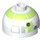 LEGO White Round Brick 2 x 2 Dome Top (Undetermined Stud - To be deleted) with Silver and Lime (R7-A7) (85849)