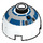 LEGO White Round Brick 2 x 2 Dome Top (Undetermined Stud) with Silver and Blue Pattern (R2-D2)