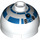 LEGO White Round Brick 2 x 2 Dome Top (Undetermined Stud) with Silver and Blue Pattern (R2-D2) (83715)